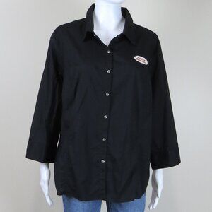 Harley Davidson Shirt Womens SIZE 1W Motorcycle Metal Snap Button Down Black